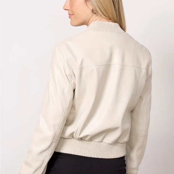 EVEREVE Blake Faux Leather Bomber ecru‎ XL nwt - Picture 4 of 7